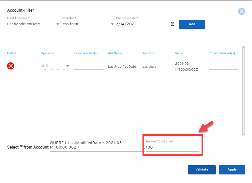 Record count validation example